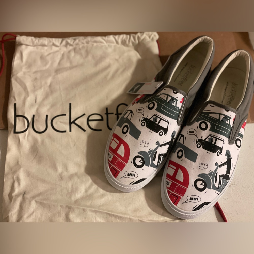 Mini Cooper New London Bus Artist "Londoner" Sz10 Sneaker Shoes Slip-on